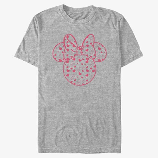 Tričko Merch Disney Classic Mickey - Minnie Hearts Fill Unisex T-Shirt Heather Grey