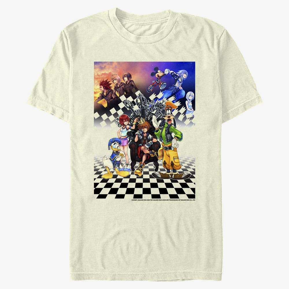 majice kratkih rukava Merch Disney Kingdom Hearts - Group Checkers Unisex T-Shirt Natural