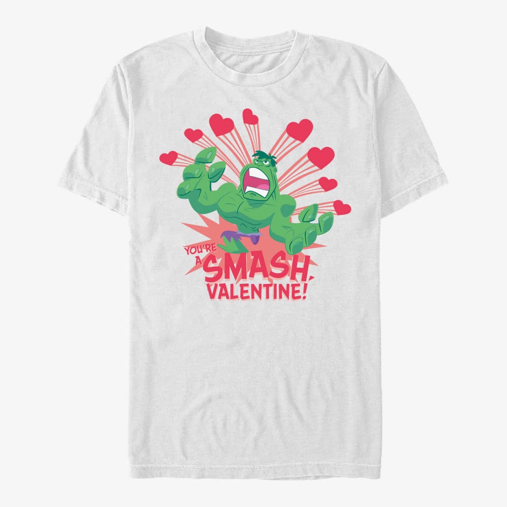 Majice T-shirt Merch Marvel Avengers - Hulk Valentine Unisex T-Shirt White