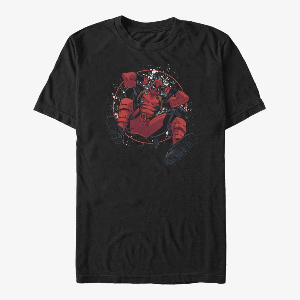T-särgid Merch Marvel Deadpool - Deadpool Splatter Circle Unisex T-Shirt Black