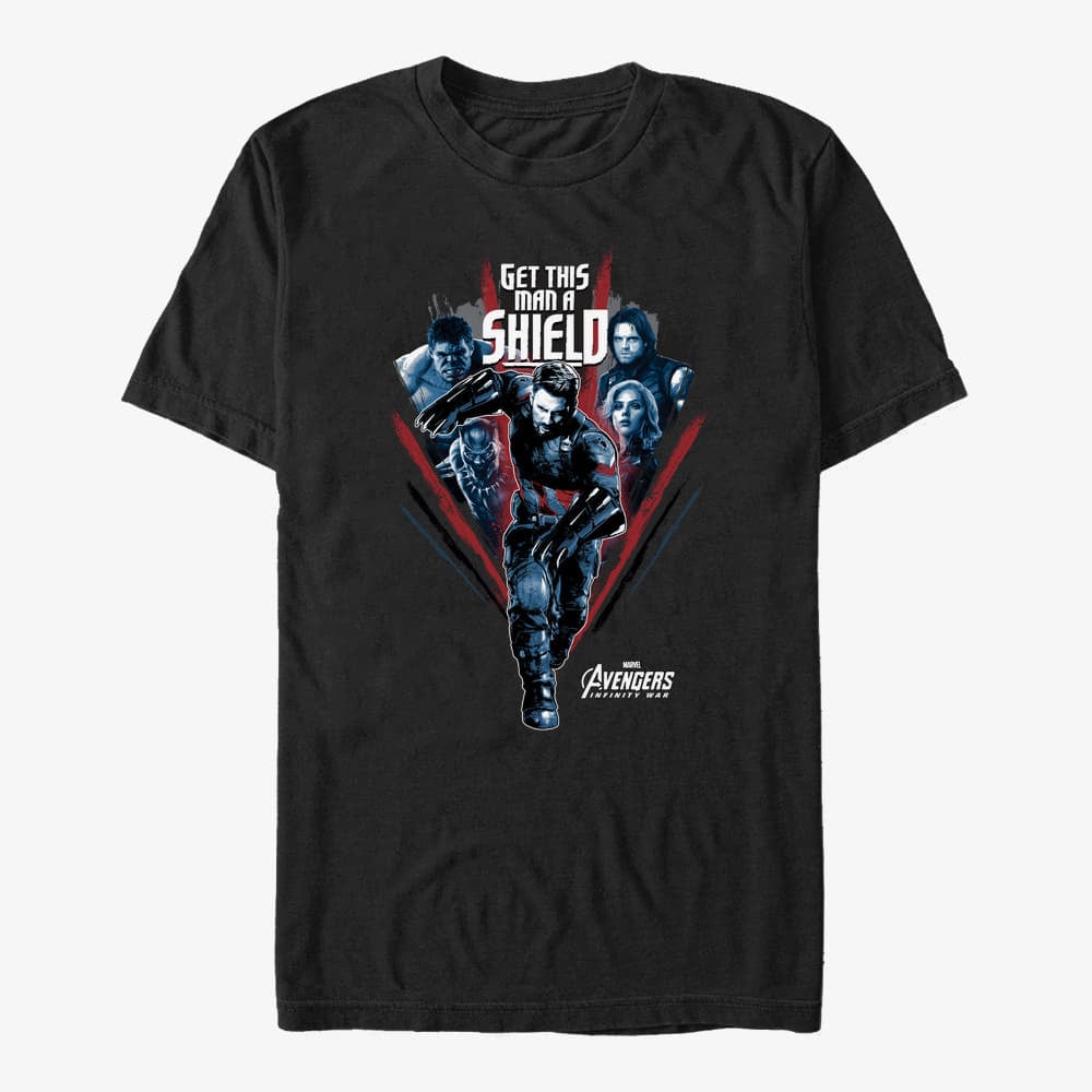 T-särgid Merch Marvel Avengers: Infinity War - Shield Mang Unisex T-Shirt Black