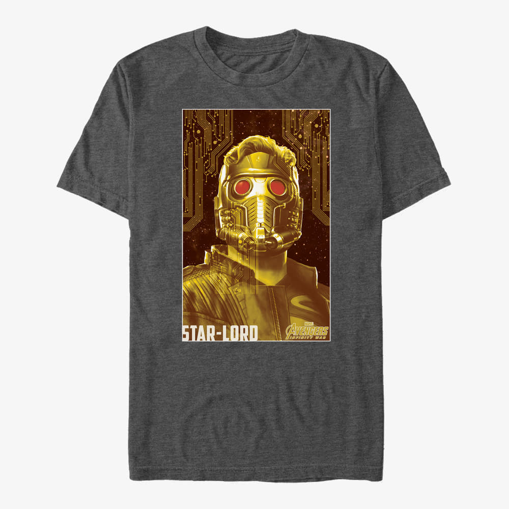 Pólók Merch Marvel Avengers: Infinity War - Star Lord Frame Unisex T-Shirt Dark Heather Grey