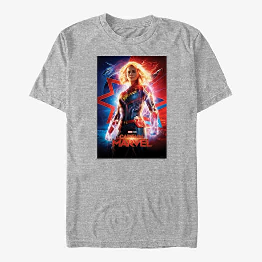 Marškinėliai Merch Captain Marvel: Movie - Marvel Poster Unisex T-Shirt Heather Grey
