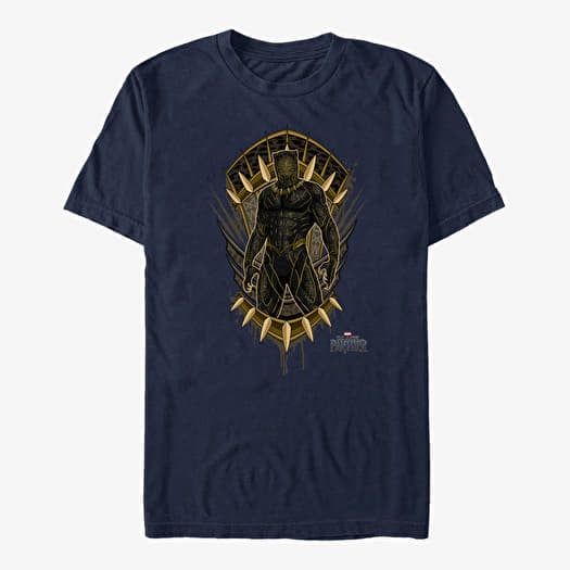 T-shirt Merch Marvel Black Panther: Movie - Jaguar Crest Unisex T-Shirt Navy Blue