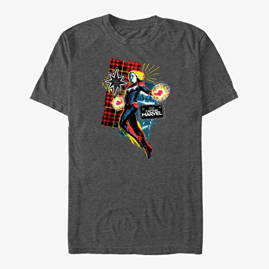 Marškinėliai Merch Captain Marvel: Movie - 90s Grunge Patch Marvel Unisex T-Shirt Dark Heather Grey