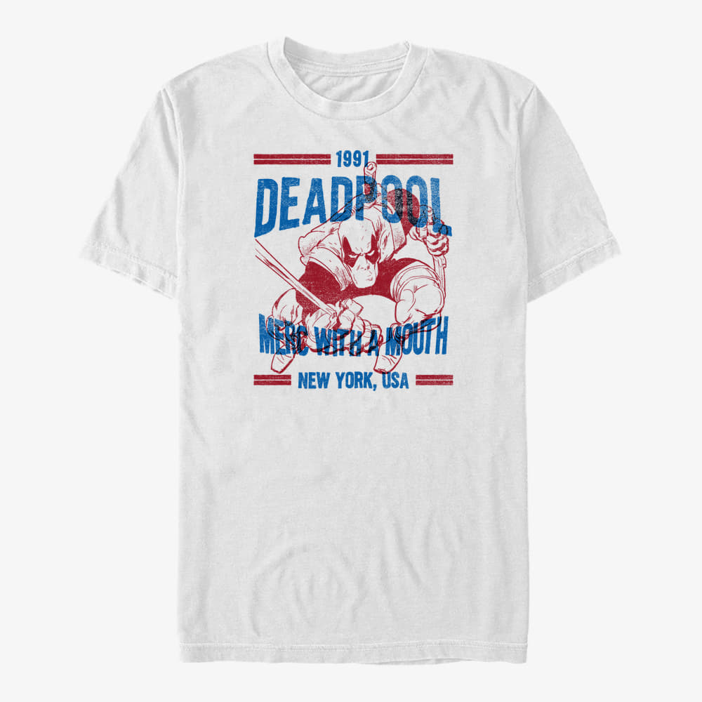 T-särgid Merch Marvel Deadpool - Deadpool Text Overlay Unisex T-Shirt White
