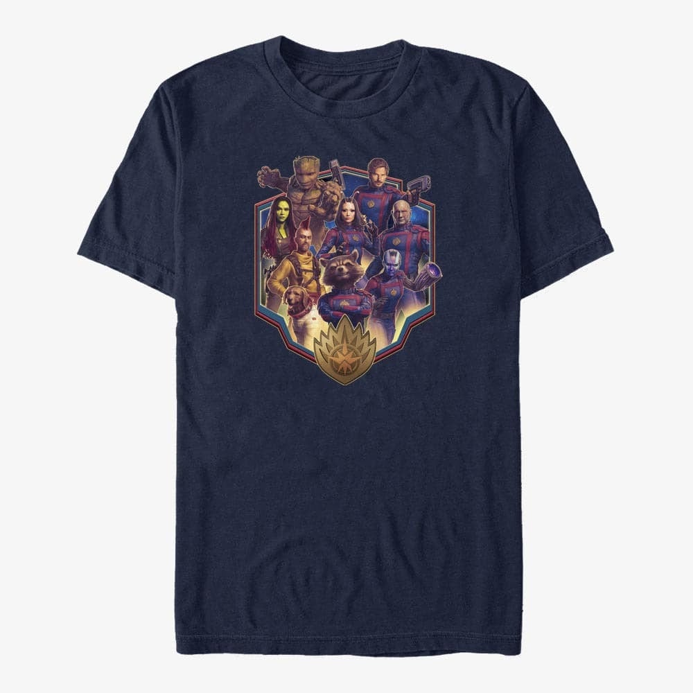 T-särgid Merch Marvel Guardians of the Galaxy Vol. 3 - Guardians Family Badge Unisex T-Shirt Navy Blue