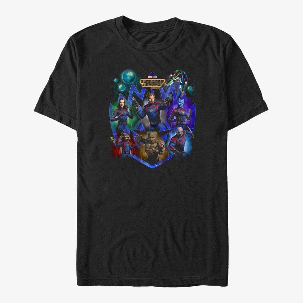 Trička Merch Marvel Guardians of the Galaxy Vol. 3 - Galactic Guardians Unisex T-Shirt Black