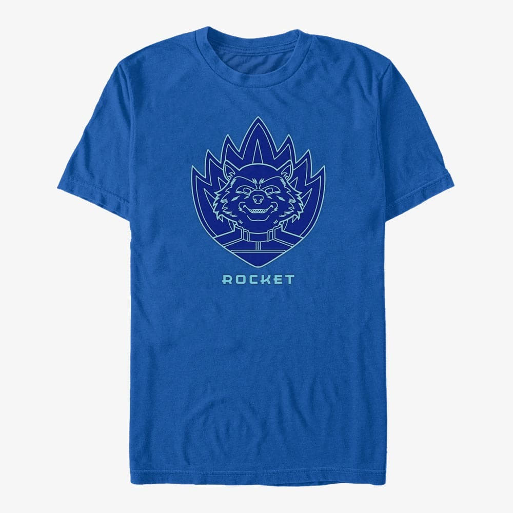 T-shirts Merch Marvel Guardians of the Galaxy Vol. 3 - ROCKET BADGE Unisex T-Shirt Royal Blue