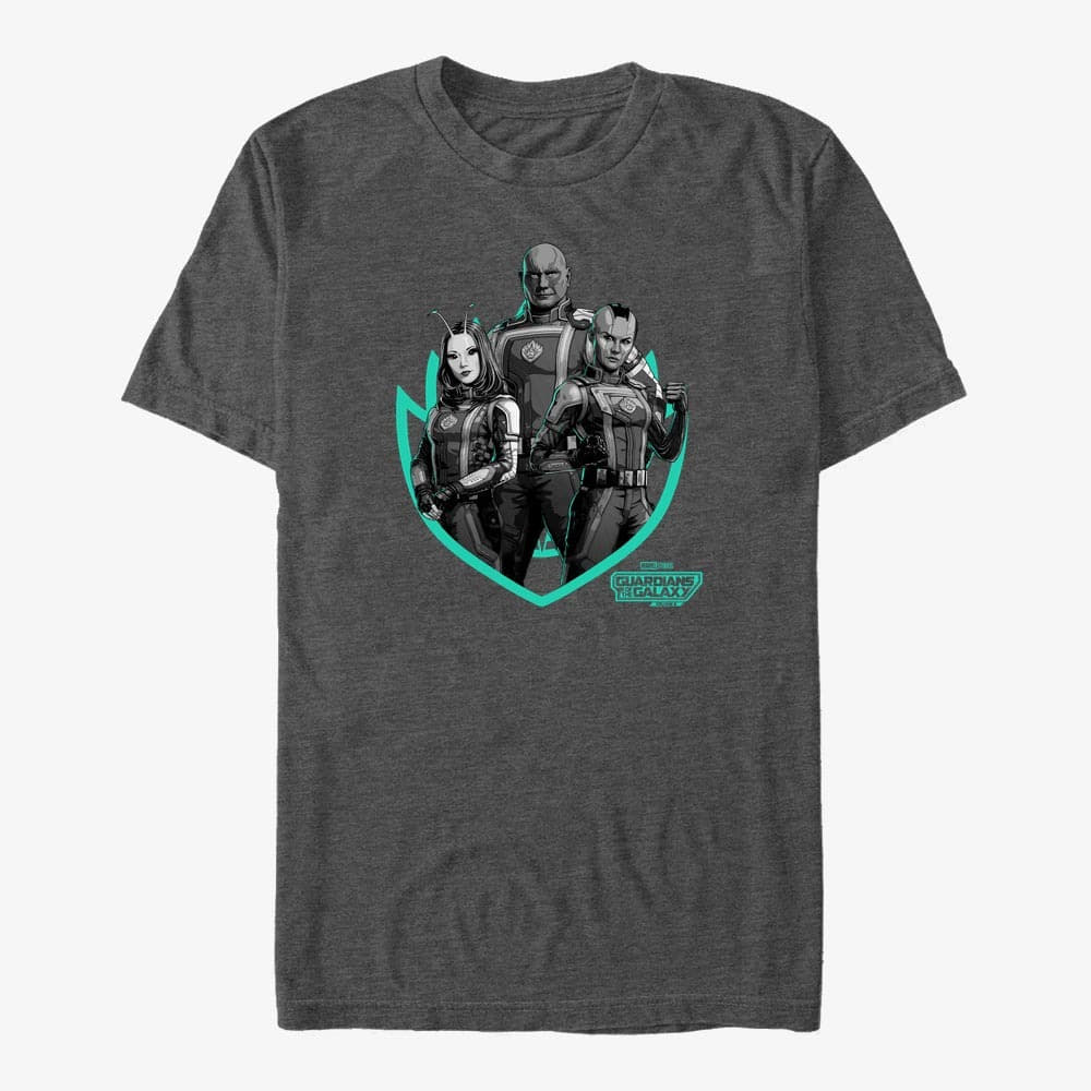 T-Shirts Merch Marvel Guardians of the Galaxy Vol. 3 - Group B Badge Unisex T-Shirt Dark Heather Grey
