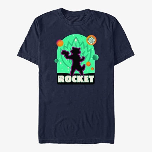 Tričko Merch Marvel Guardians of the Galaxy Vol. 3 - ROCKET POSE PLANETS Unisex T-Shirt Navy Blue