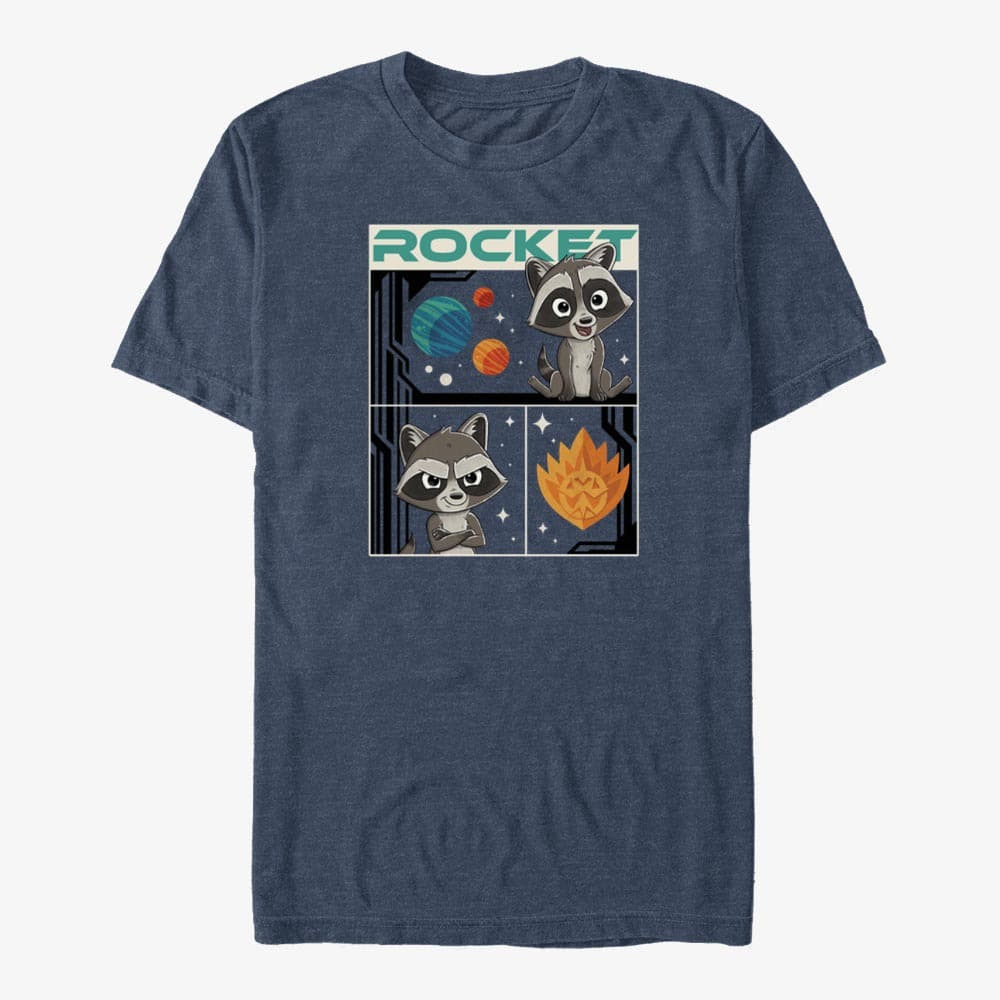T-Shirts Merch Marvel Guardians of the Galaxy Vol. 3 - Rocket Three Boxes Unisex T-Shirt Vintage Heather Navy