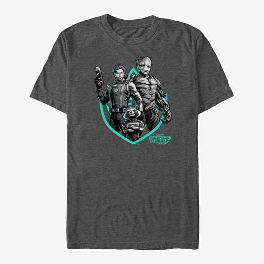 Majica Merch Marvel Guardians of the Galaxy Vol. 3 - Group A Badge Unisex T-Shirt Dark Heather Grey