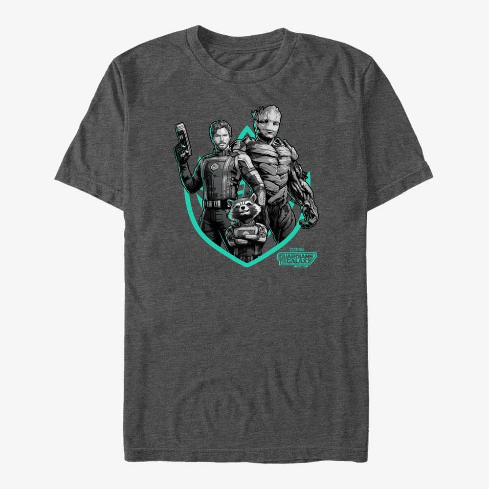 Футболки Merch Marvel Guardians of the Galaxy Vol. 3 - Group A Badge Unisex T-Shirt Dark Heather Grey
