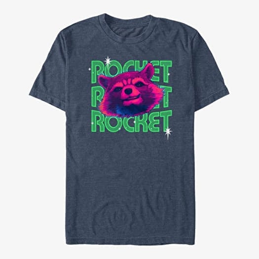 T-shirt Merch Marvel Guardians of the Galaxy Vol. 3 - ROCKET FACE Unisex T-Shirt Vintage Heather Navy