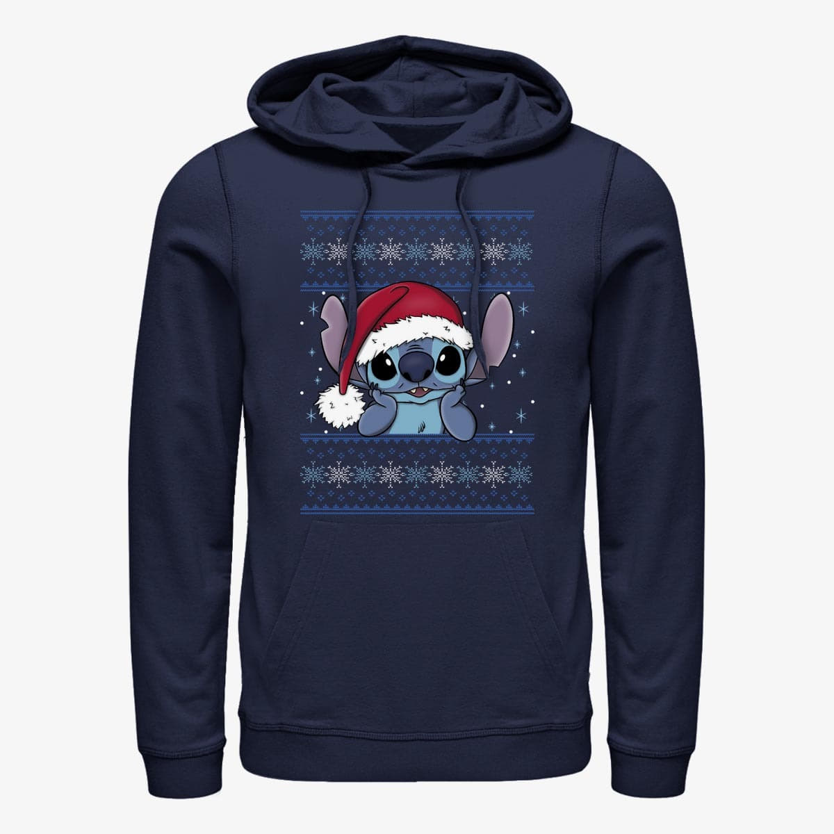Kapuutsikud ja kampsunid Merch Disney Lilo & Stitch - Holiday Stitch Wearing Santa Hat Unisex Hoodie Navy Blue