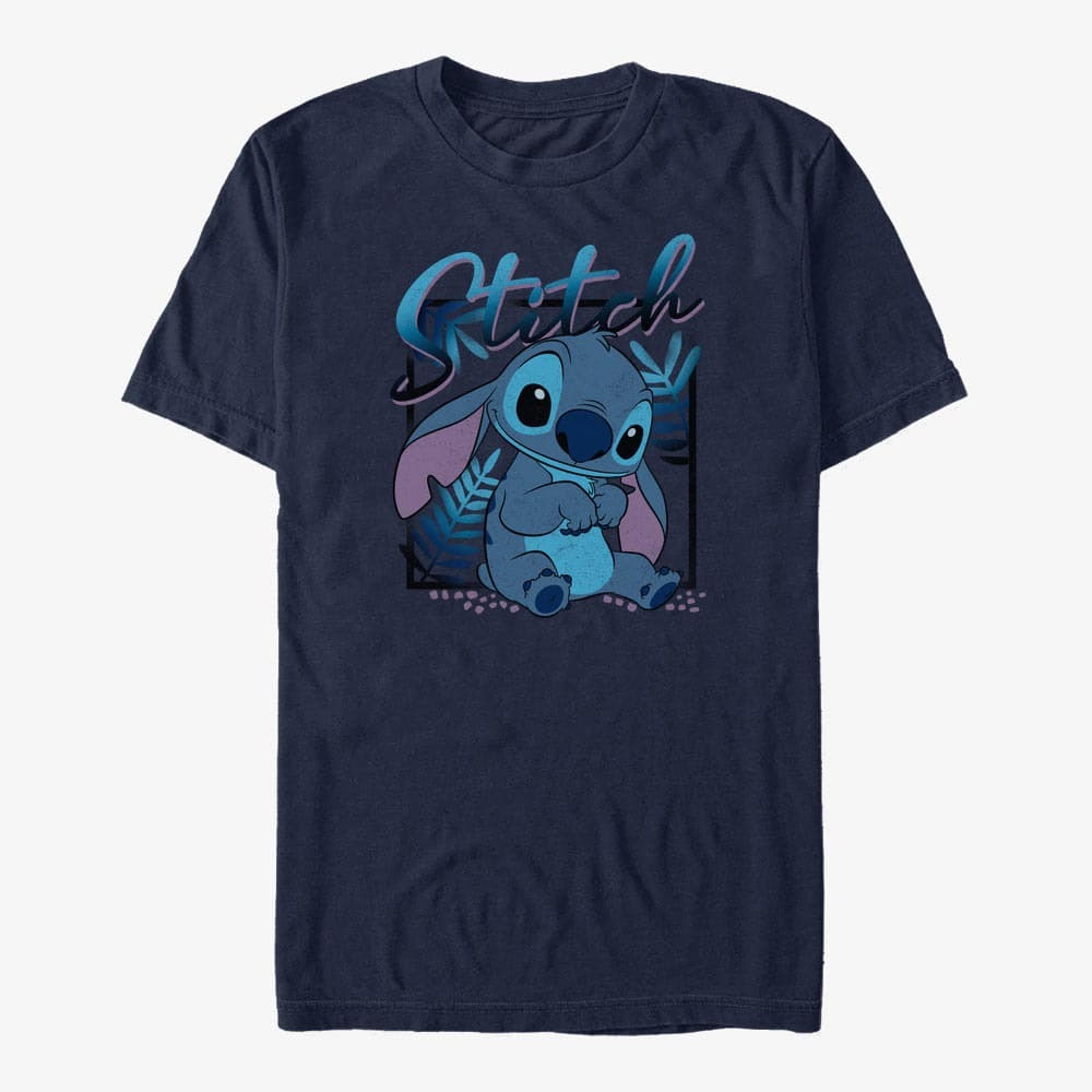 Trička Merch Disney Lilo & Stitch - STITCH SQUARE Unisex T-Shirt Navy Blue