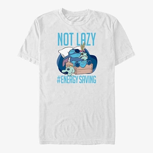 T-shirt Merch Disney Lilo & Stitch - Lazy Energy Unisex T-Shirt White