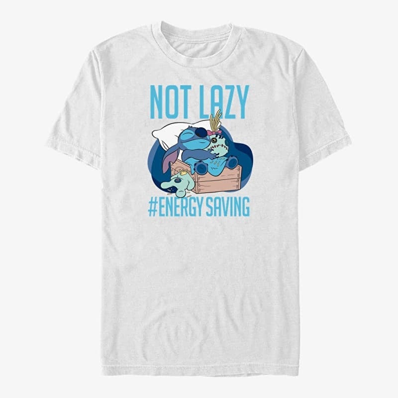 T-paita Merch Disney Lilo & Stitch - Lazy Energy Unisex T-Shirt White