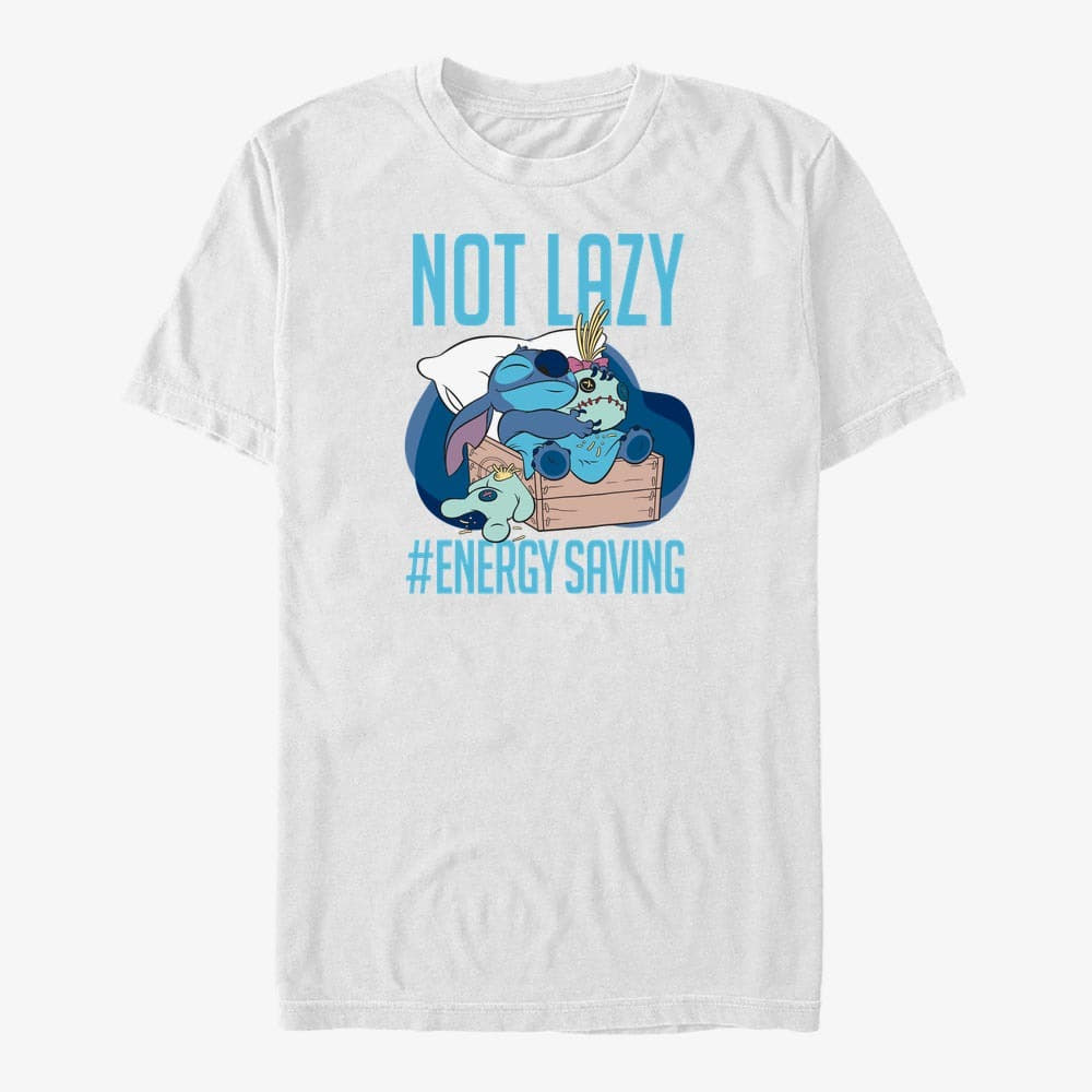 Magliette Merch Disney Lilo & Stitch - Lazy Energy Unisex T-Shirt White