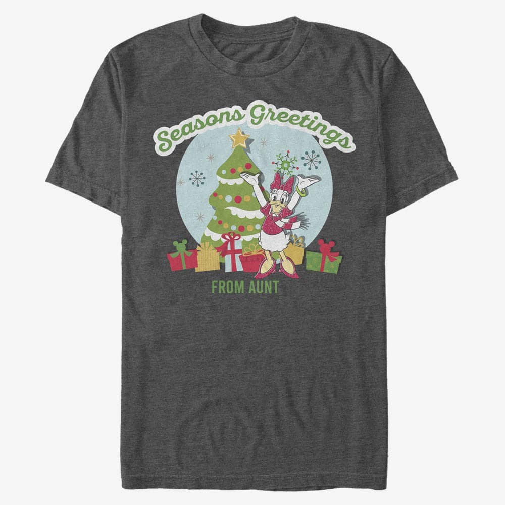 Trička Merch Disney Mickey Classic - Greetings From Aunt Unisex T-Shirt Dark Heather Grey