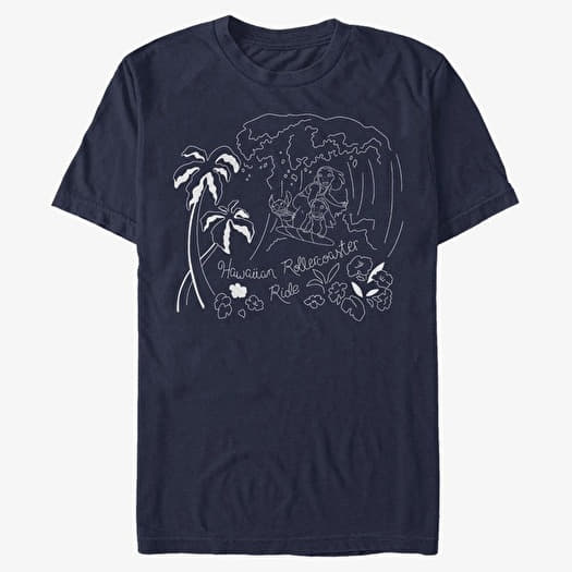 Camiseta Merch Disney Lilo & Stitch - Stitch Surf Line Art Unisex T-Shirt Navy Blue