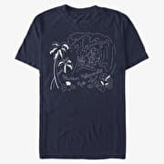 Merch Disney Lilo & Stitch - Stitch Surf Line Art Unisex T-Shirt Navy Blue