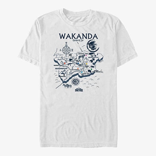 Majica Merch Marvel Black Panther: Movie - Wakanda Map Unisex T-Shirt White