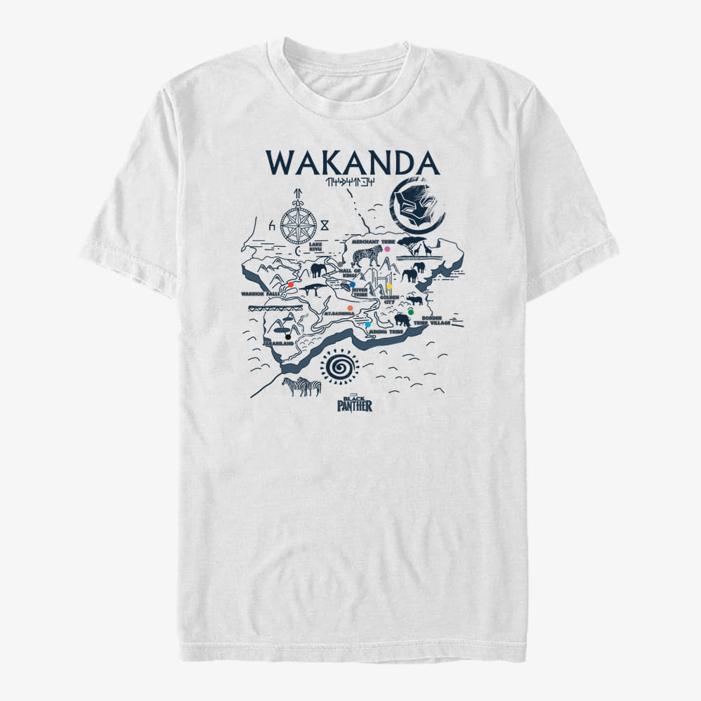 T-krekli Merch Marvel Black Panther: Movie - Wakanda Map Unisex T-Shirt White