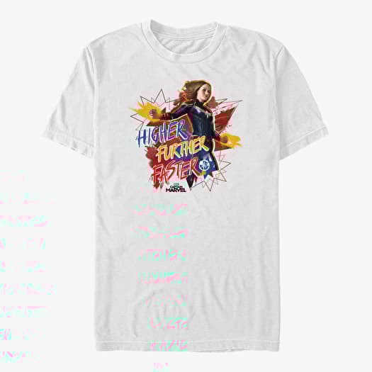 Marškinėliai Merch Captain Marvel: Movie - Fighter Faster Unisex T-Shirt White