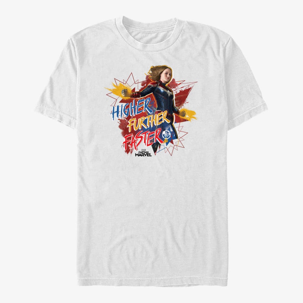 T-särgid Merch Captain Marvel: Movie - Fighter Faster Unisex T-Shirt White