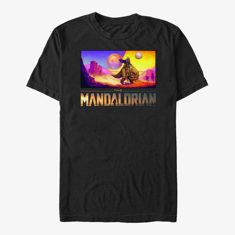 T-Shirts Merch Star Wars: The Mandalorian - Colorful Mandalorian Landscape Unisex T-Shirt Black