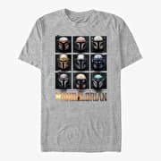Merch Star Wars: The Mandalorian - Mando Helmet Boxup Unisex T-Shirt Heather Grey