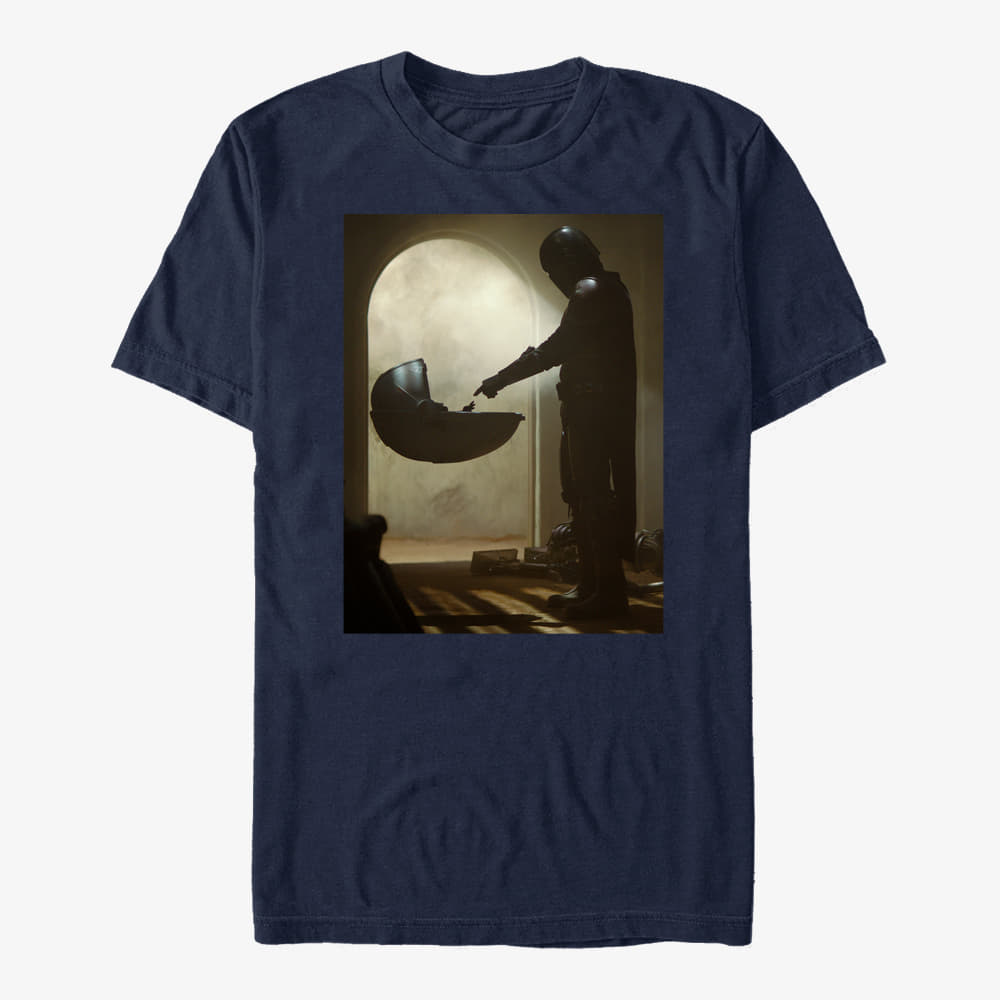 Tričká Merch Star Wars: The Mandalorian - Tall Scene Unisex T-Shirt Navy Blue