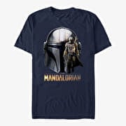 Merch Star Wars: The Mandalorian - Mando Head Unisex T-Shirt Navy Blue