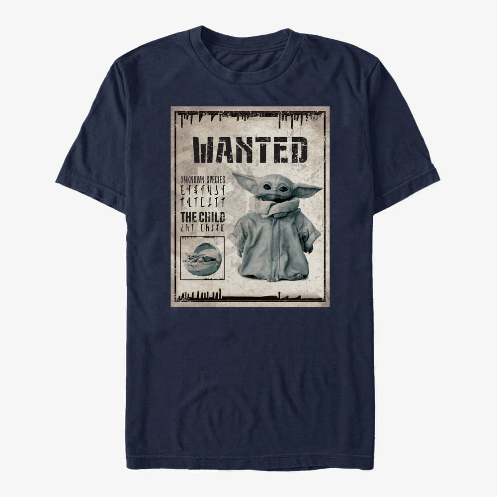 Magliette Merch Star Wars: The Mandalorian - Wanted Child Poster Unisex T-Shirt Navy Blue