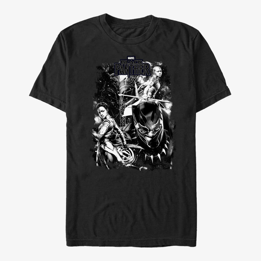 T-shirts Merch Marvel Black Panther: Movie - Panther In Starsz Unisex T-Shirt Black