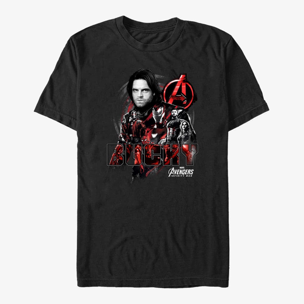 Tričká Merch Marvel Avengers: Infinity War - Bucky Crew Unisex T-Shirt Black