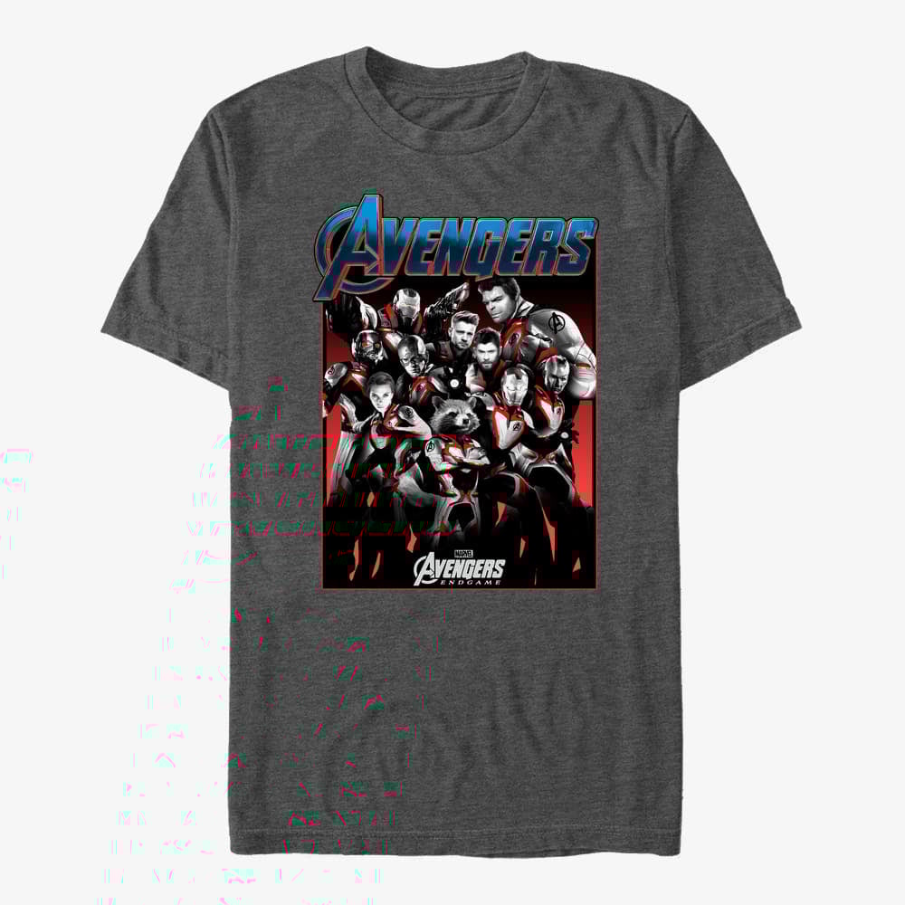 Trička Merch Marvel Avengers Endgame - Engame Group Shot Unisex T-Shirt Dark Heather Grey