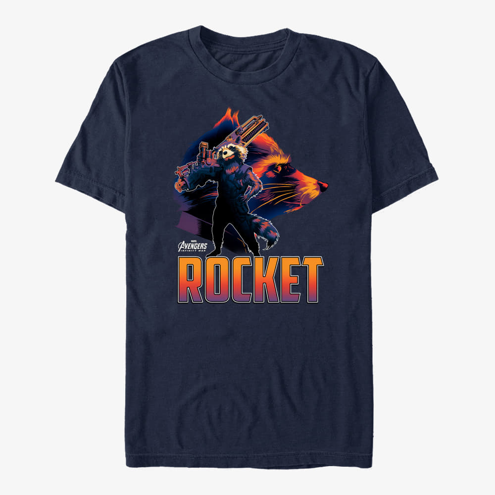 Magliette Merch Marvel Avengers: Infinity War - Rocket Sil Unisex T-Shirt Navy Blue