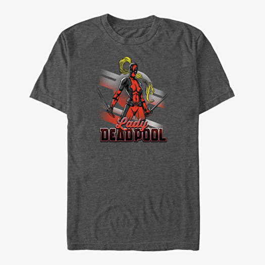 Tričko Merch Marvel Deadpool - Lady Pool Unisex T-Shirt Dark Heather Grey