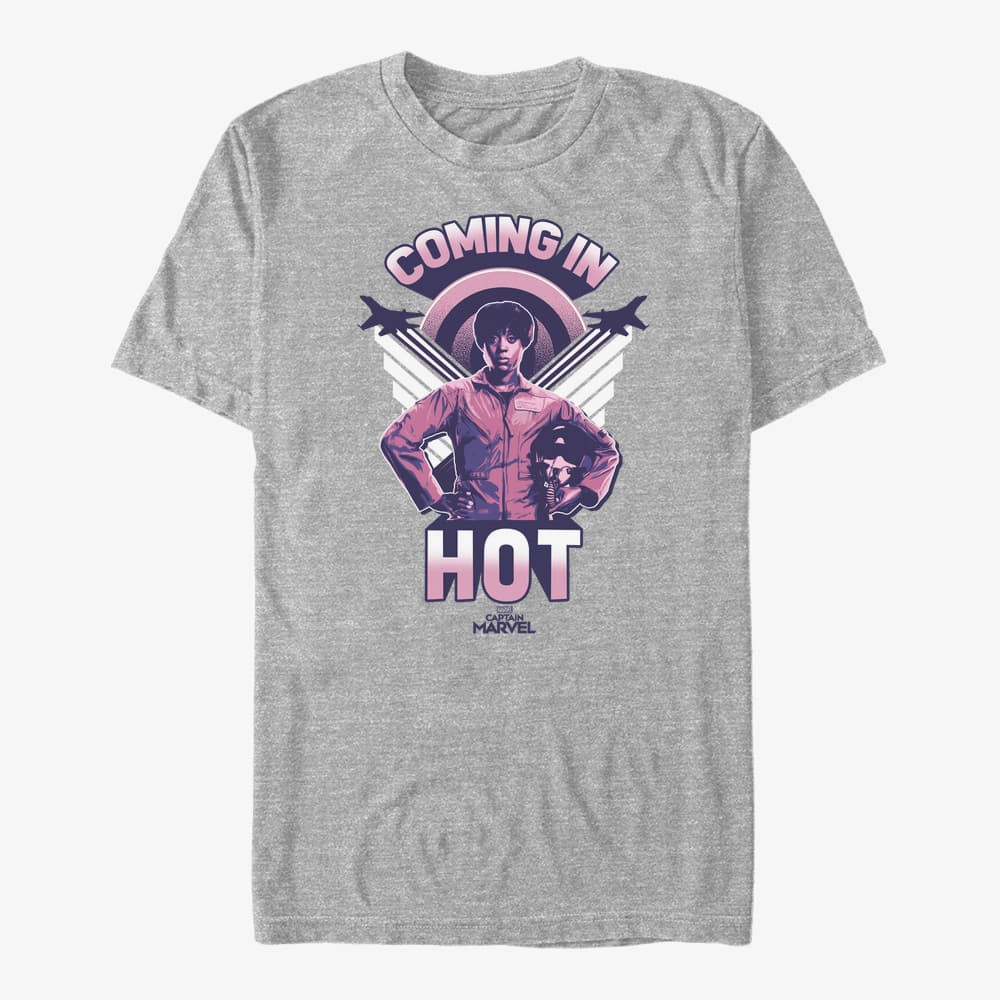 T-shirts Merch Captain Marvel: Movie - Coming In Hot Unisex T-Shirt Heather Grey