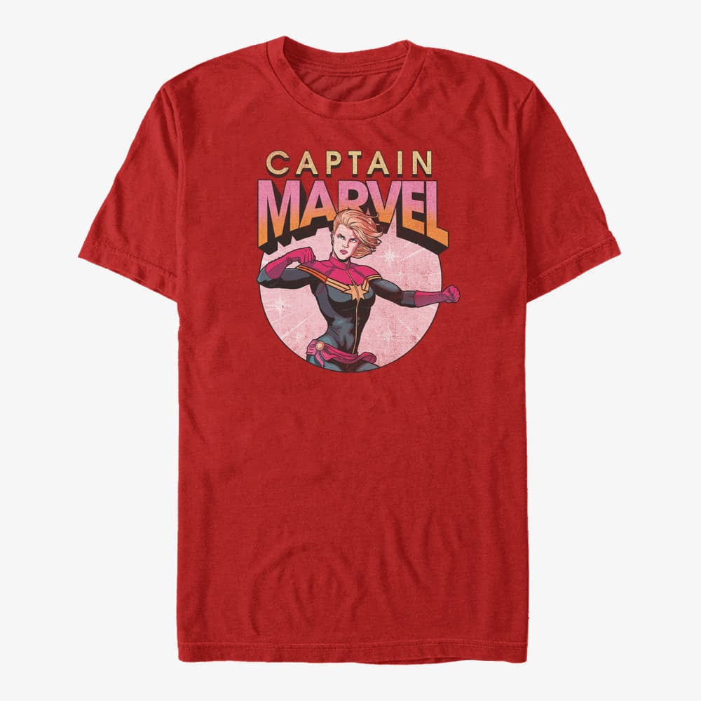 T-särgid Merch Marvel Avengers Classic - Captain Marvel Burst Unisex T-Shirt Red