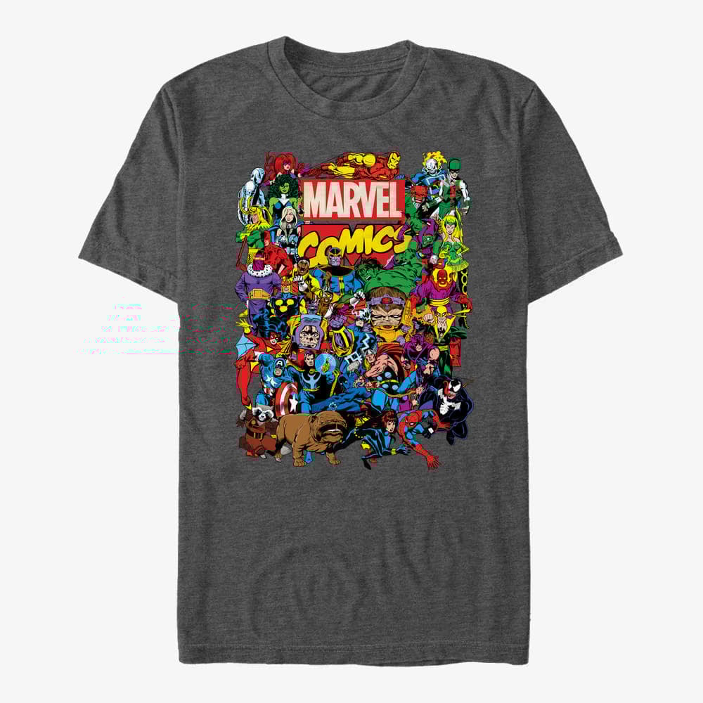 T-Shirts Merch Marvel Avengers Classic - Entire Cast Unisex T-Shirt Dark Heather Grey