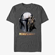 Merch Star Wars: The Mandalorian - Mando Head Unisex T-Shirt Dark Heather Grey