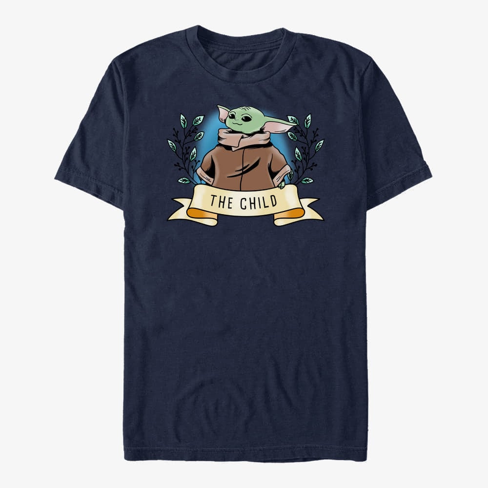 Pólók Merch Star Wars: The Mandalorian - Child Banner Unisex T-Shirt Navy Blue