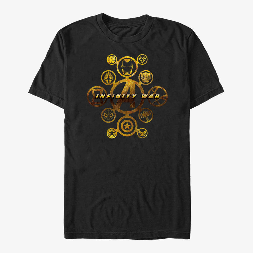 Camisetas Merch Marvel Avengers: Infinity War - Cast Logos Unisex T-Shirt Black