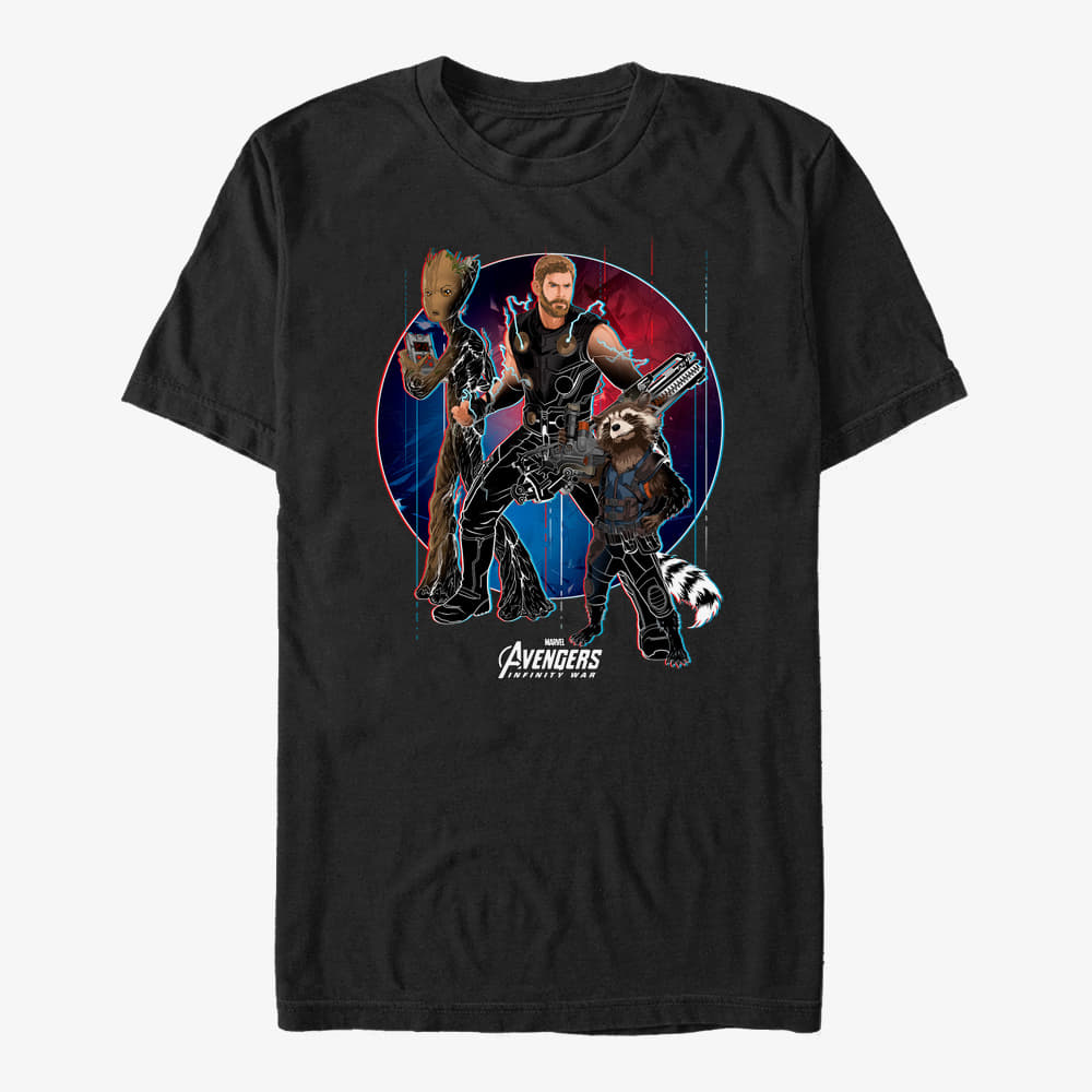 Camisetas Merch Marvel Avengers: Infinity War - Groot Rocket Thor Unisex T-Shirt Black
