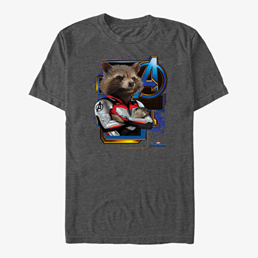 Tričko Merch Marvel Avengers Endgame - Space Raccon Unisex T-Shirt Dark Heather Grey