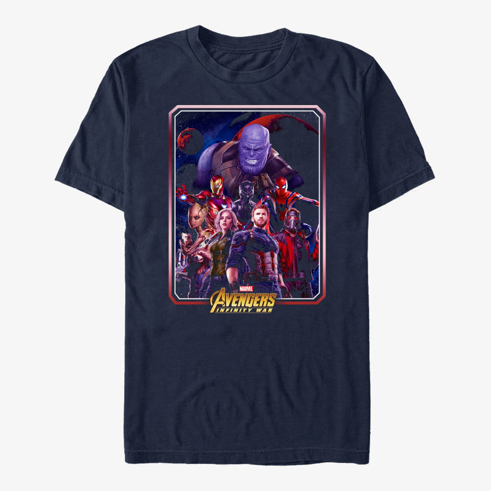 Tričká Merch Marvel Avengers: Infinity War - Group Poster Unisex T-Shirt Navy Blue